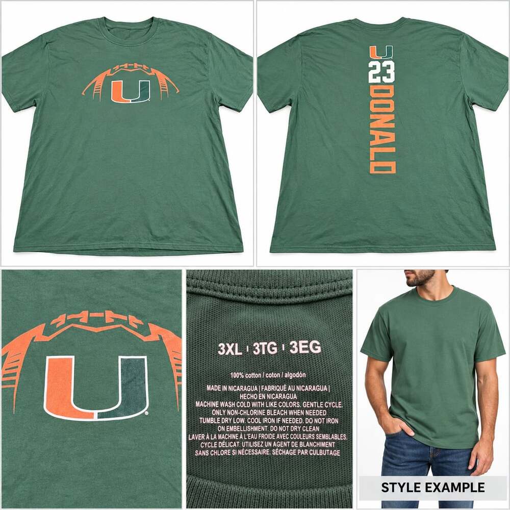 Fanatics Miami Hurricanes T-Shirt Size 3XL Green Playmaker Football